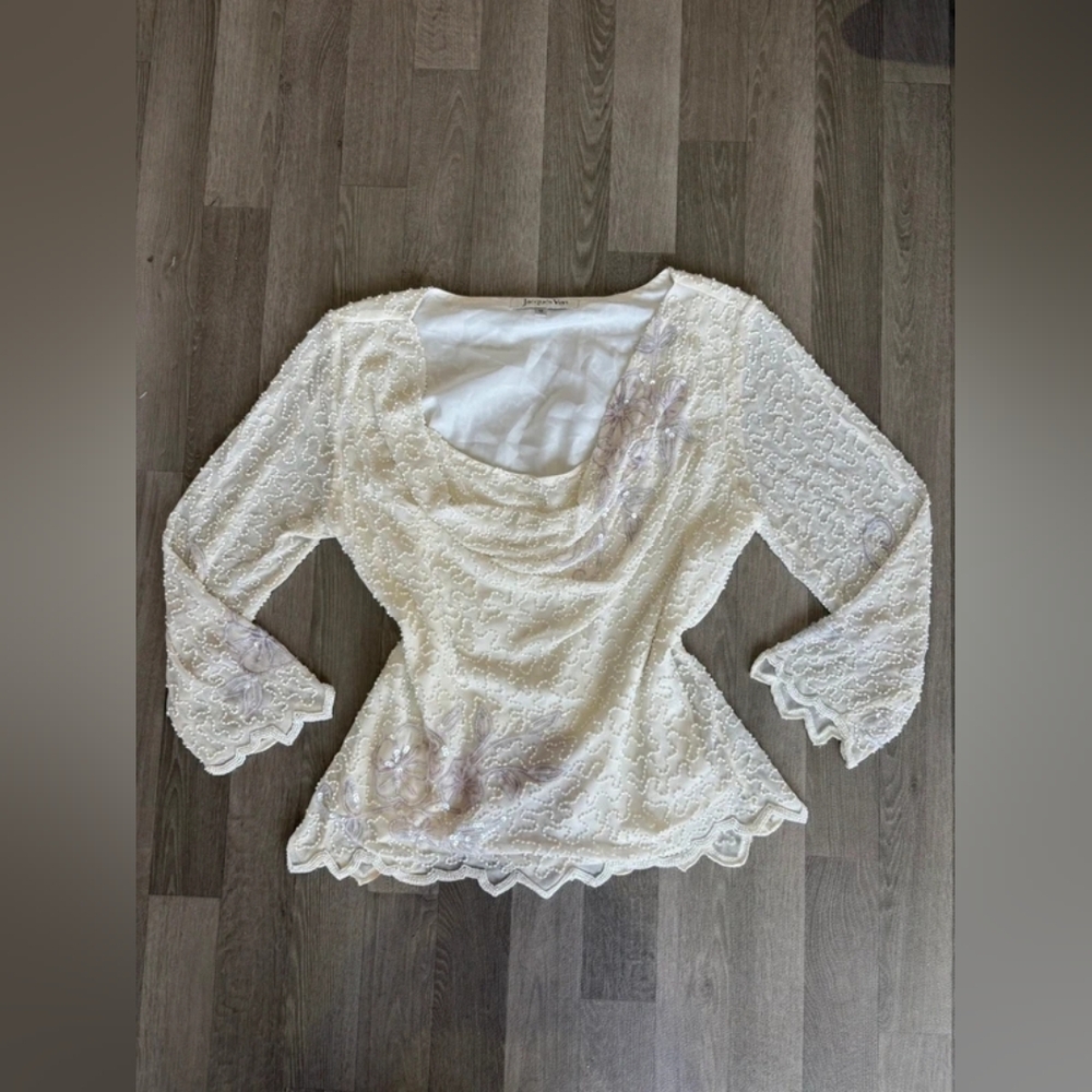 Women’s Lace Scoop Neck Top - Cream